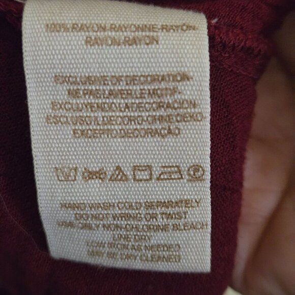 Free People Iris Cranberry Cream Crochet Wood Bead Detail Bohemian Top Size M - Picture 13 of 13